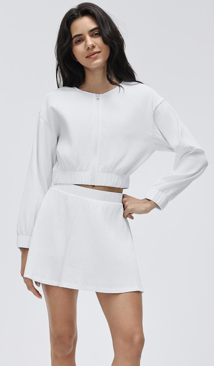 Ensemble padel femme Zip Motion blanc – vue de face