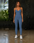 FITLINE Lagoon 01 — Tenue fitness femme — Bleu denim — vue principale