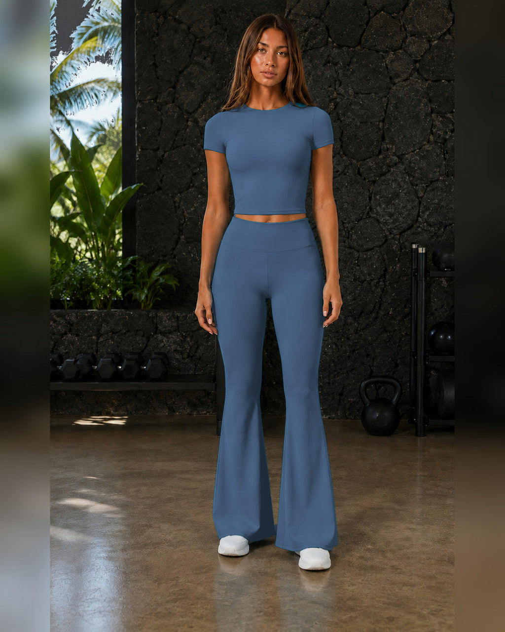 FITLINE Lagoon 02 — Tenue fitness femme — Bleu denim — vue principale