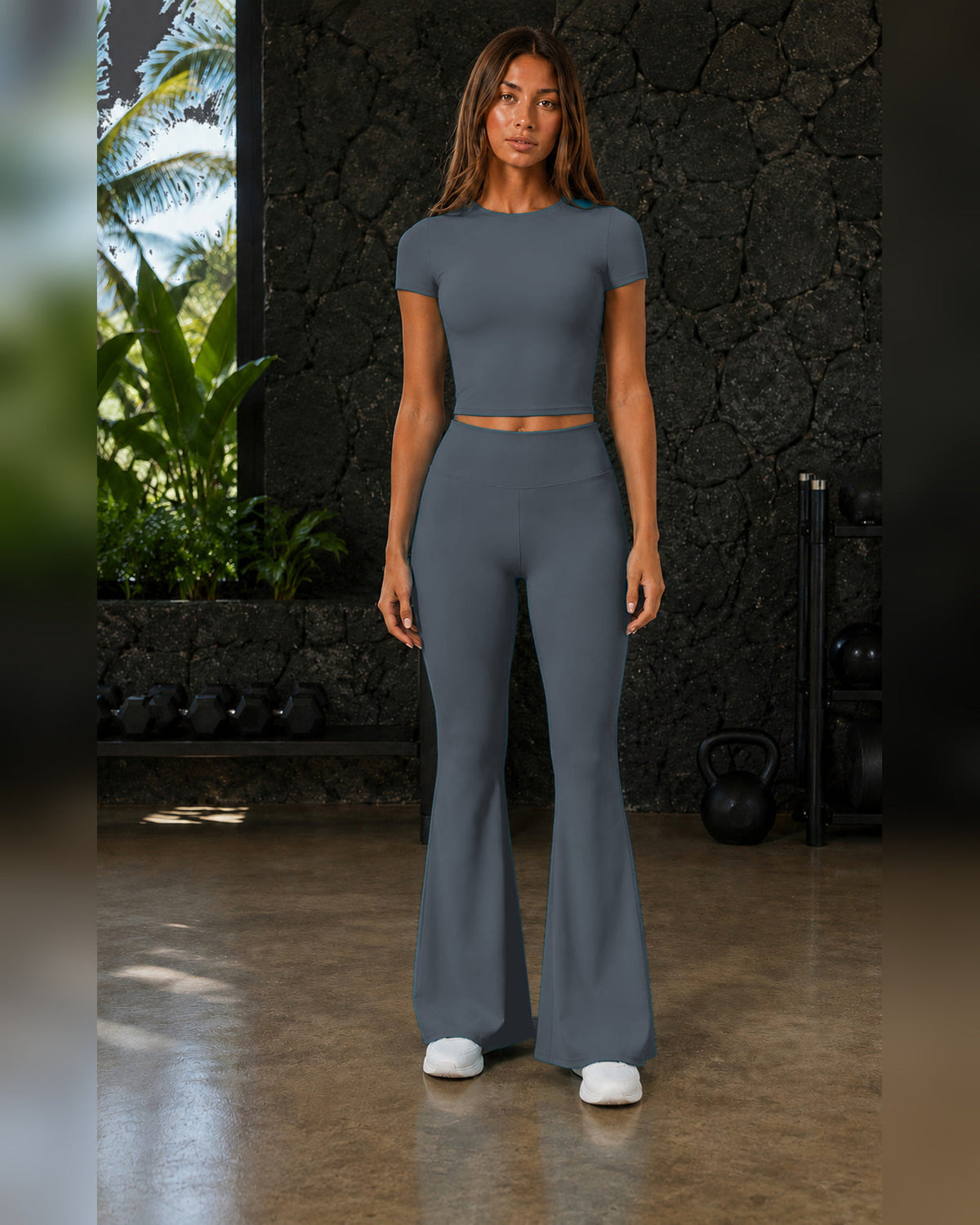 FITLINE Lagoon 02 — Tenue fitness femme — Gris ardoise — vue principale