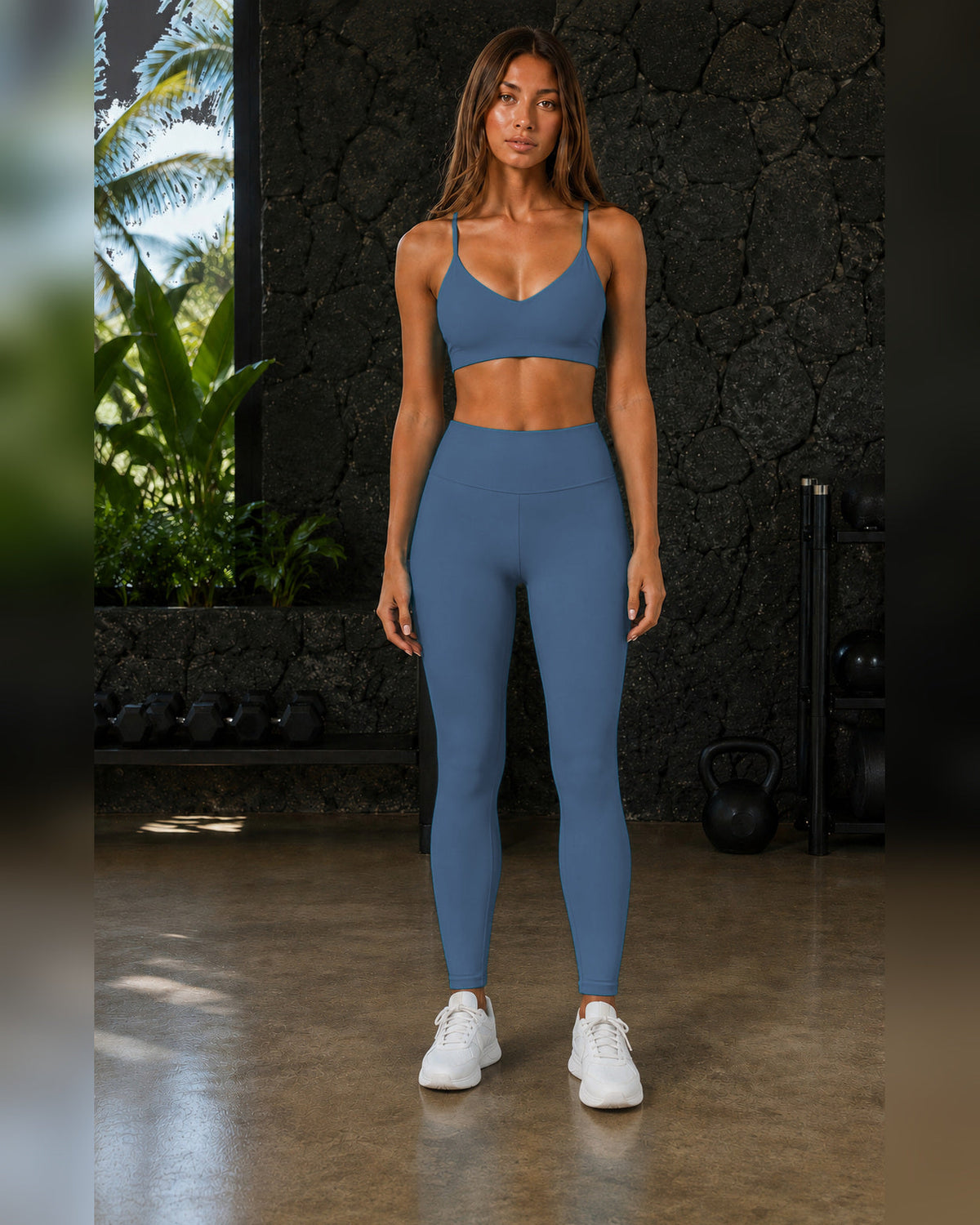 FITLINE Lagoon 08 — Tenue fitness femme — Bleu denim — vue principale