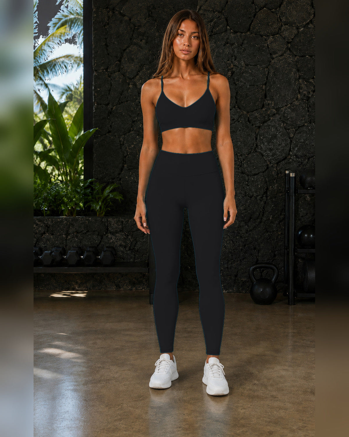 FITLINE Lagoon 08 — Tenue fitness femme — Noir — vue principale