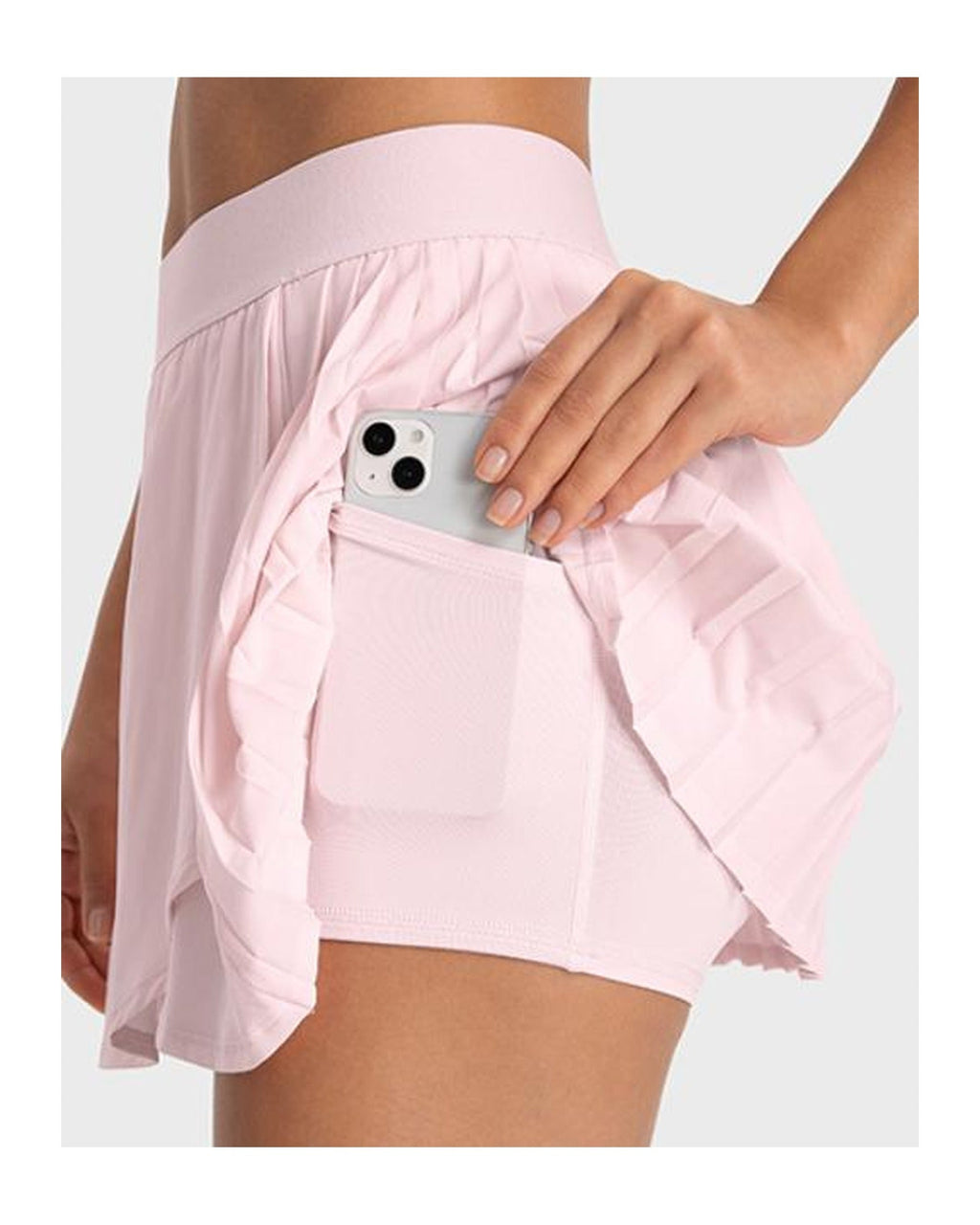 Jupe de padel PADEL TECHLINE High Waist grise - détail du short intégré