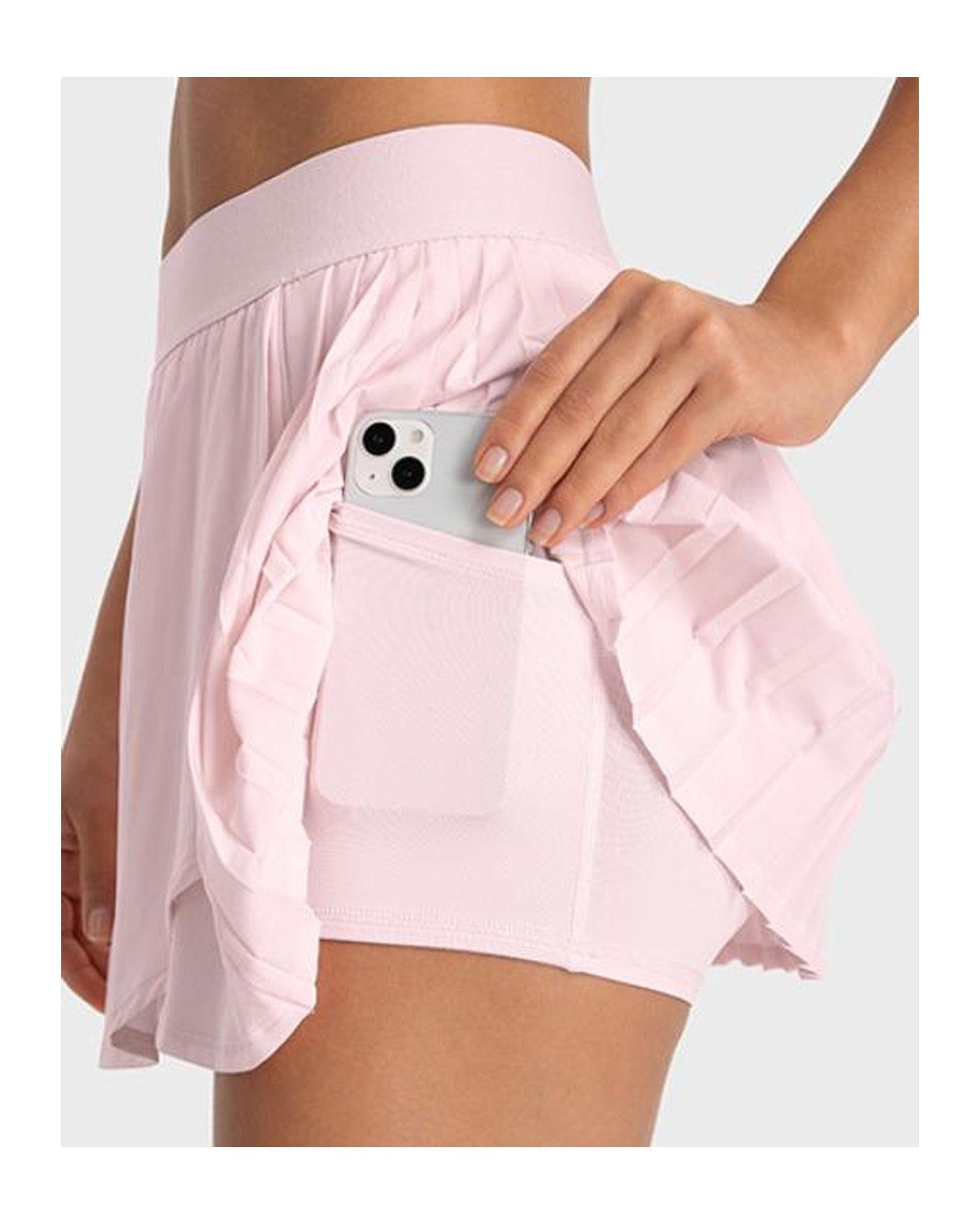Jupe de padel PADEL TECHLINE High Waist grise - détail du short intégré