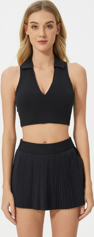 Ensemble de padel femme Fresh Pleat noir – vue de face