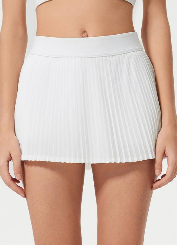 Jupe de padel femme Flow Pleat blanche – vue de face