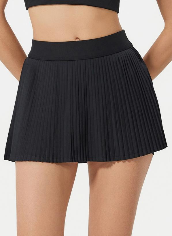 Jupe de padel femme Flow Pleat noire – vue de face