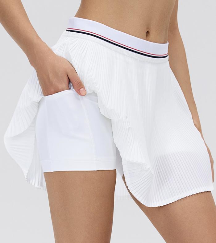 PADEL TECHLINE – Jupe Block Pleat blanc – détail short intérieur