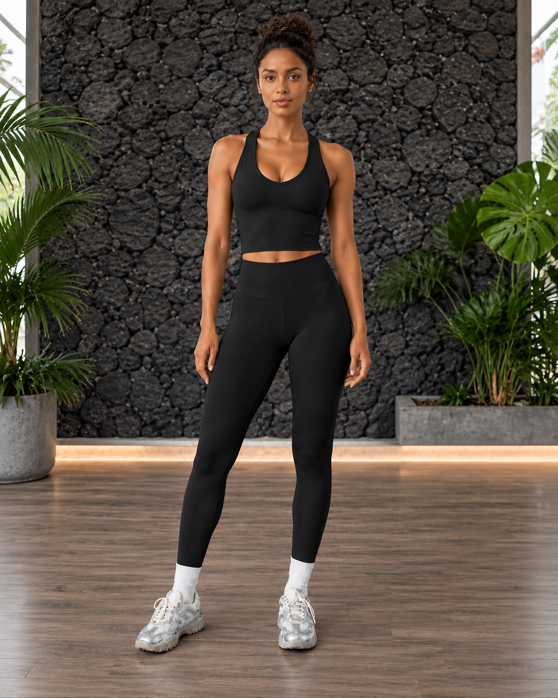FITLINE Seamless 07 — Tenue fitness femme — Noir — visuel recadré 4:5 La Réunion