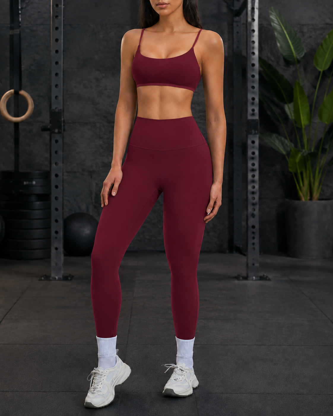 FITLINE Pulse 25 — Tenue fitness femme — Bordeaux — visuel produit 4:5 La Réunion