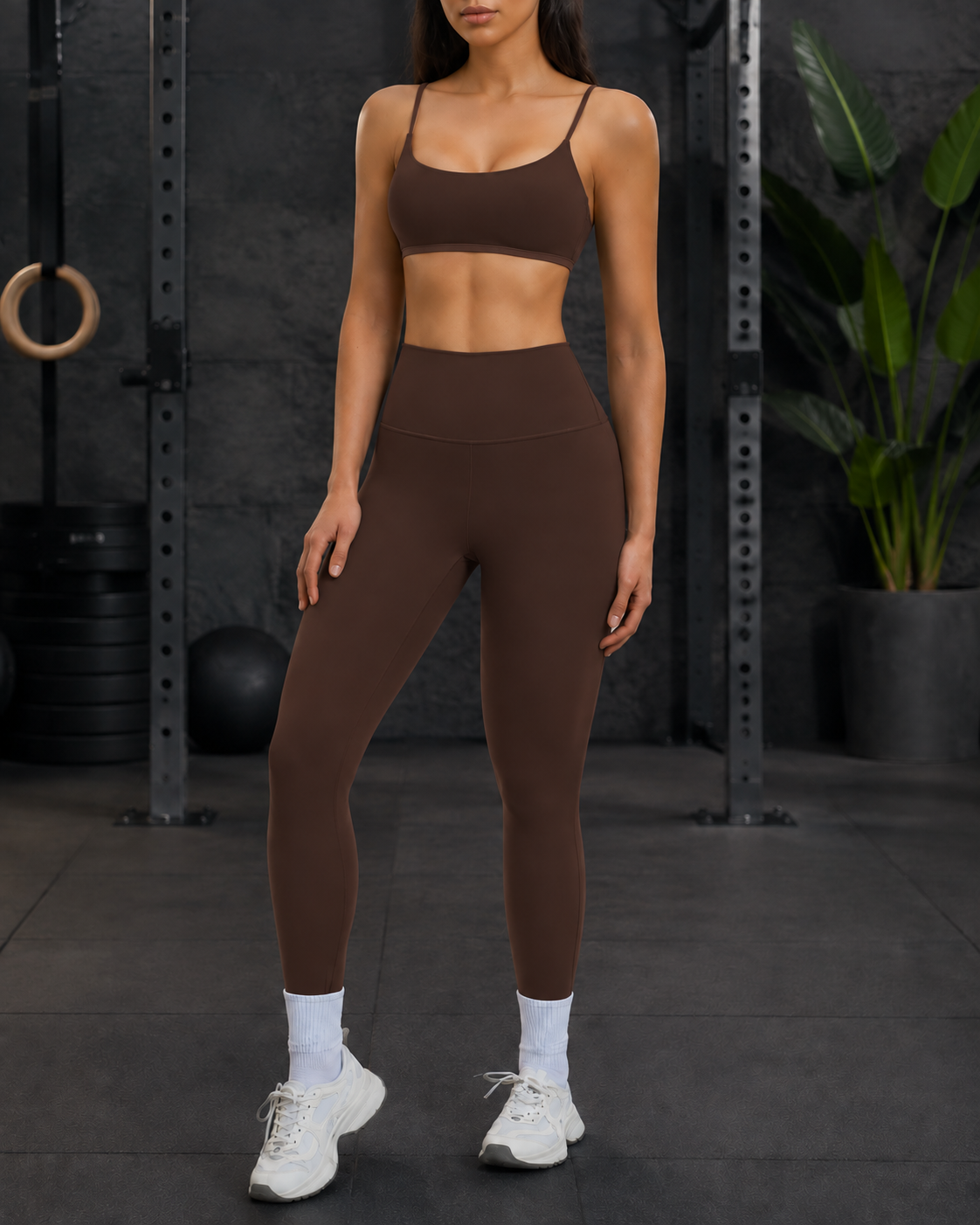 FITLINE Pulse 25 — Tenue fitness femme — Chocolat — visuel produit 4:5 La Réunion