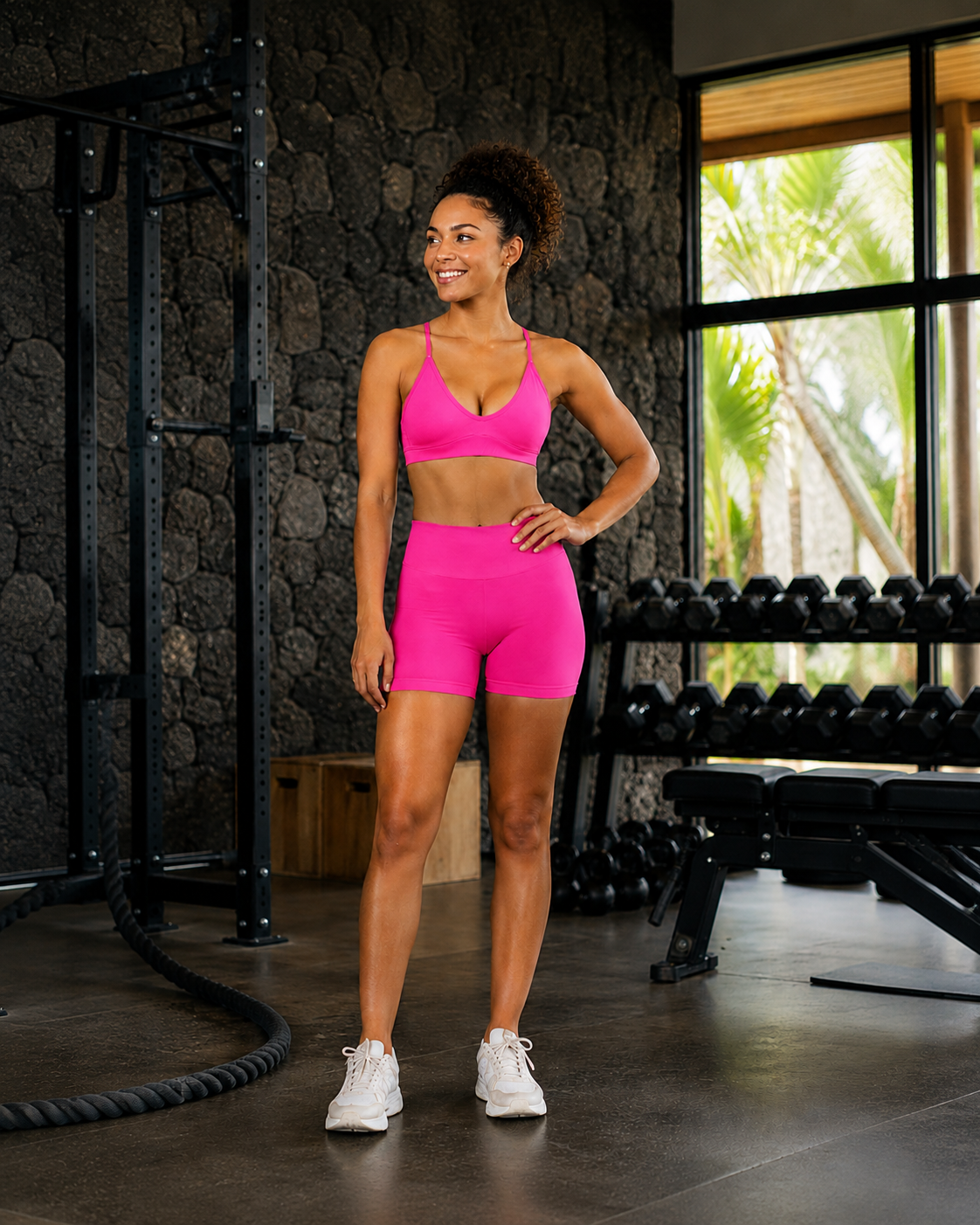 FITLINE Seamless Cross — Ensemble short femme — visuel humain premium La Réunion — vue principale