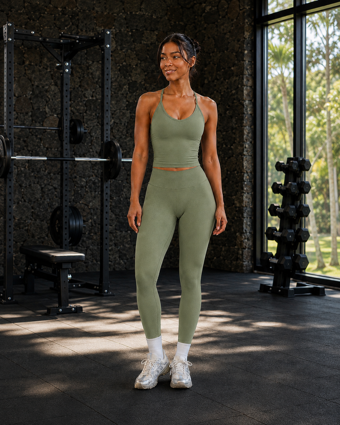 FITLINE Seamless Halo — Ensemble legging femme — visuel humain premium La Réunion — vue principale
