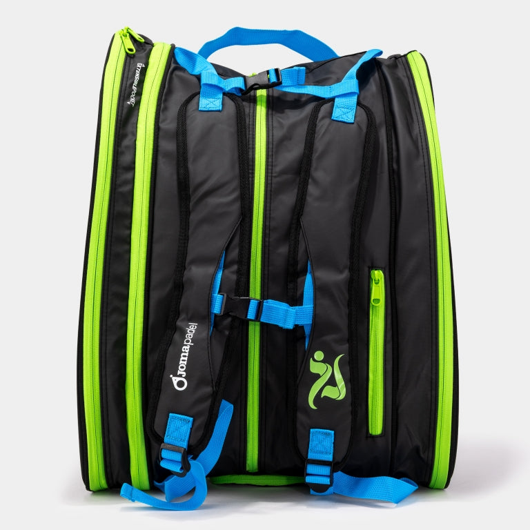 Sac de padel Joma Juanlu Esbri noir vert - dos et bretelles