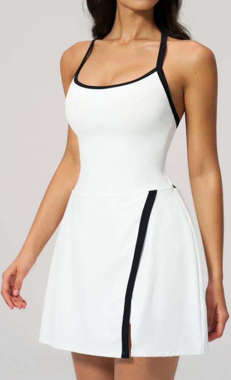 Robe de padel femme Color Edge blanche – vue de face
