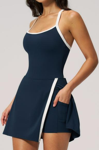 Robe de padel femme Color Edge marine – vue de face