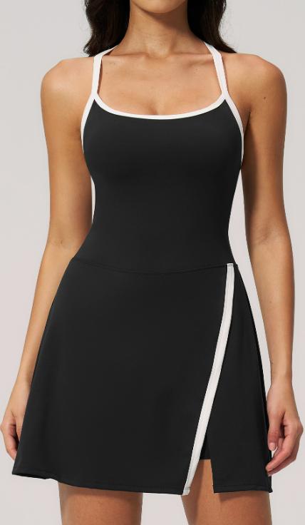 Robe de padel femme Color Edge noire – vue de face