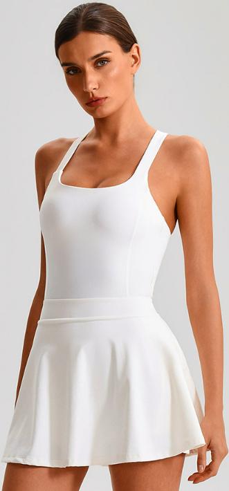 Robe de padel femme Cross Flow crème – vue de face