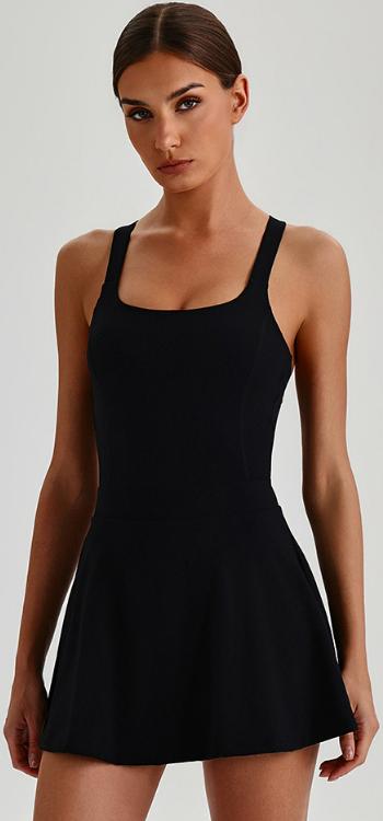 Robe de padel femme Cross Flow noire – vue de face