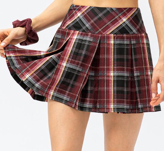 PADEL TECHLINE – Jupe Check Pleat à carreaux rouges – vue principale
