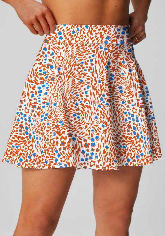 PADEL TECHLINE – Jupe Floral Court orange imprimé – vue principale