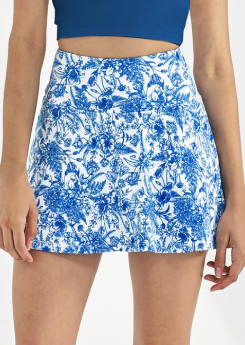 PADEL TECHLINE – Jupe Print Bloom bleu imprimé – vue principale