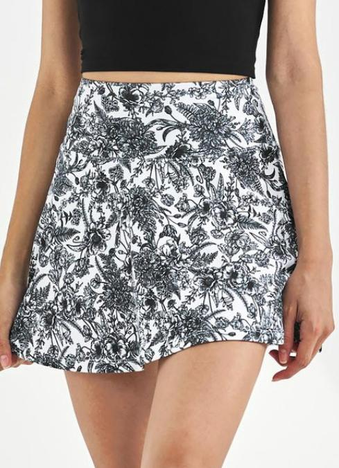 PADEL TECHLINE – Jupe Print Bloom noir imprimé – vue principale
