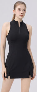 Robe de padel femme Zip Pocket noire – vue de face
