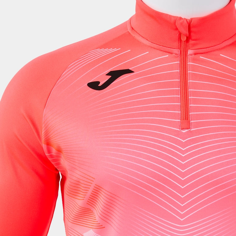 Sweat demi-zip Joma Runset Warm homme corail fluo — vue 3