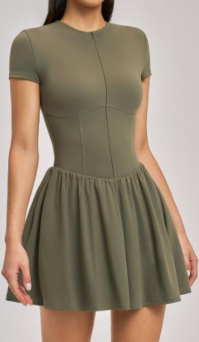 Robe de padel femme Zip Court vert olive